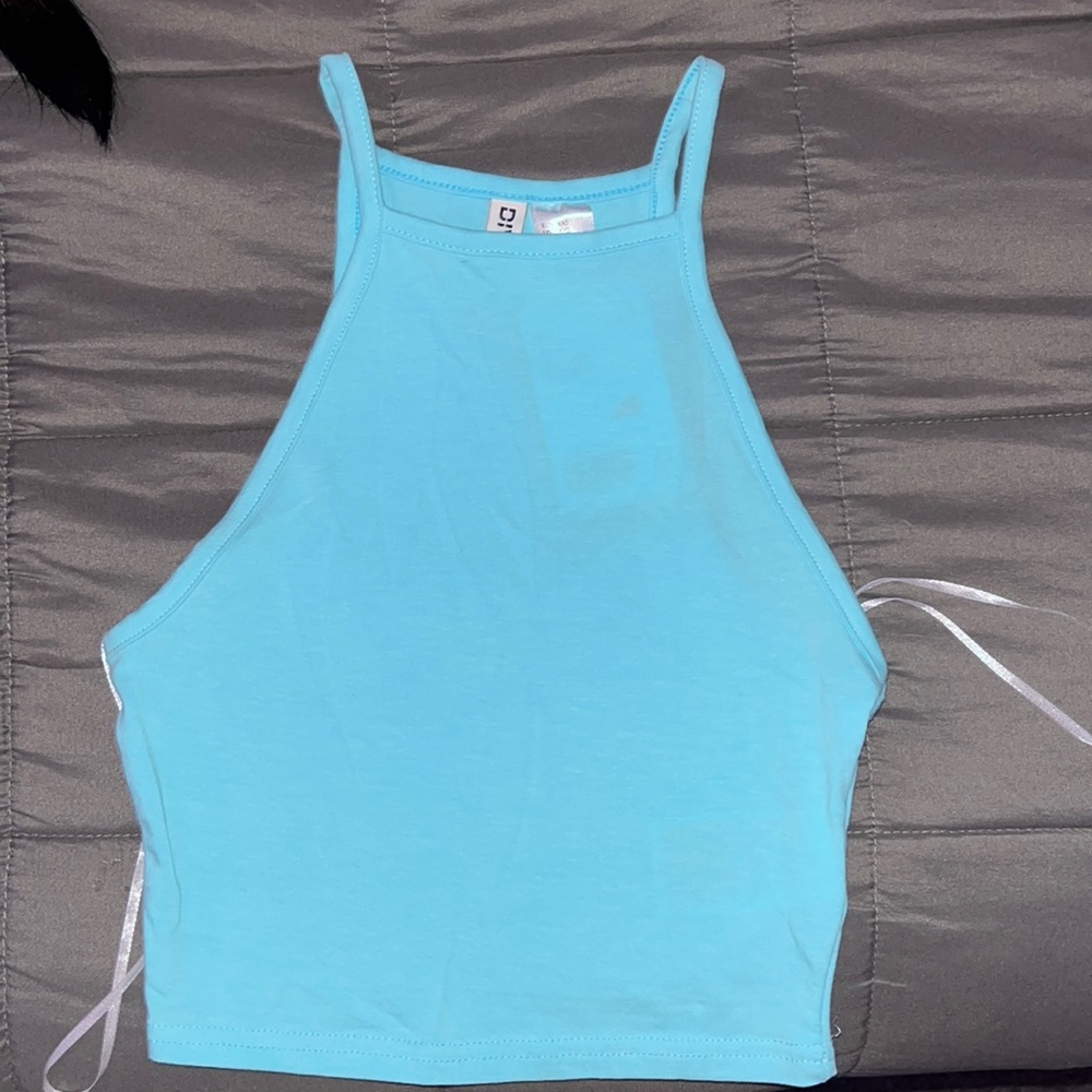 Blue halter crop top